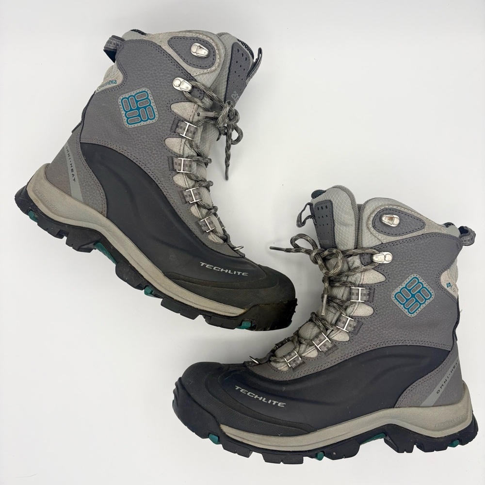 COLUMBIA BUGABOOT Plus III OMNI-HEAT Women’s Waterproof Winter Boot Shale Aqua 9